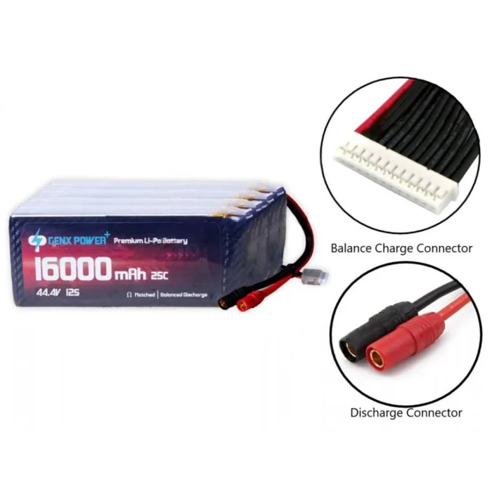 GenX 44.4V 12S 16000mAh 25C / 50C Premium Lipo Battery with AS150 Connector - Image 2