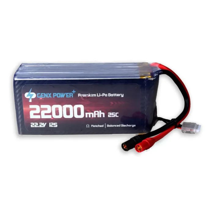 GenX 44.4V 12S 22000mAh 25C / 50C Premium Lipo Battery with AS150 Connector - Image 1