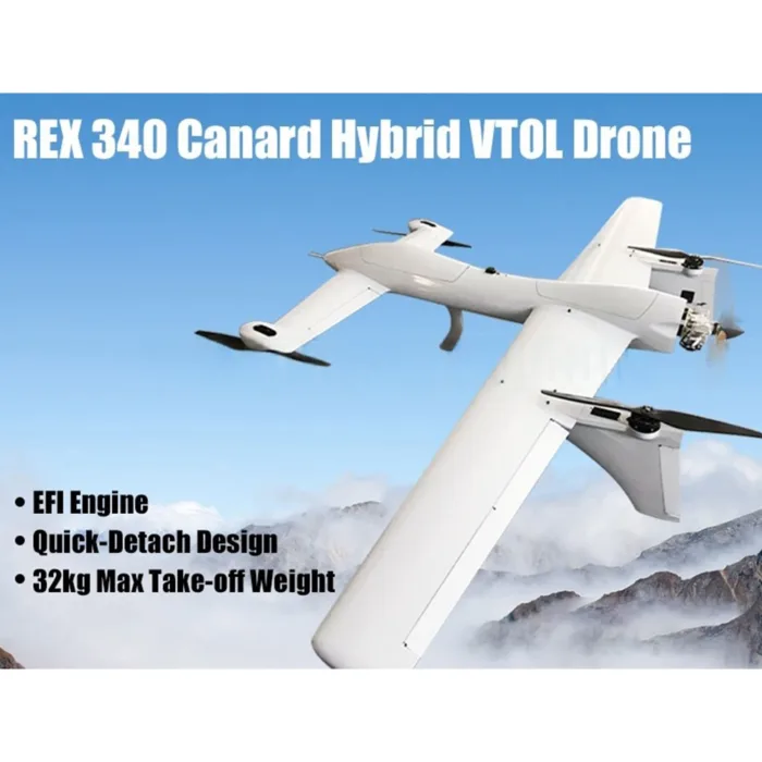 Foxtech REX 340 Canard Hybrid VTOL Drone (REX 340 LEO-2+DA16S+ RTF Combo) - Image 1