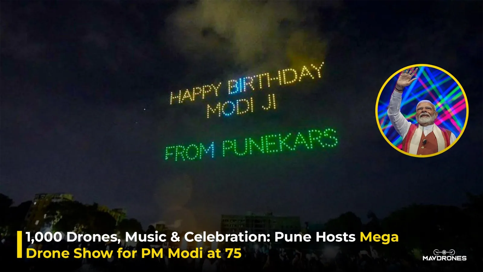 1,000 Drones, Music & Celebration: Pune Hosts Mega Drone Show for PM Modi at 75