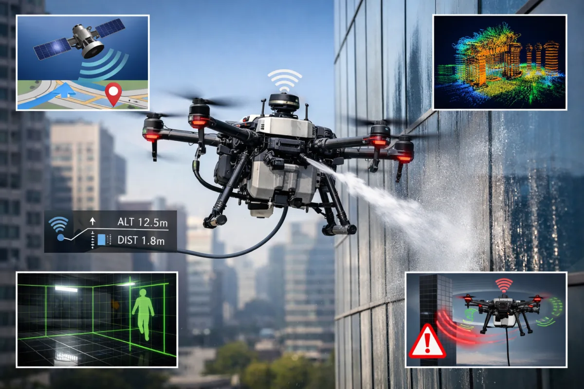 Stable Flight and Positioning of cleaning drone