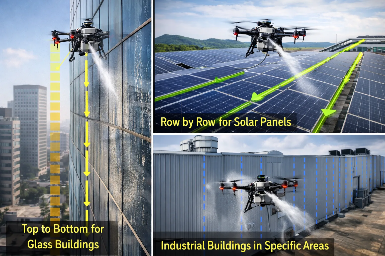 surface cleaning process of a cleaning drone